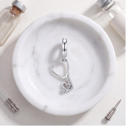 Stethoscope Heart Dangle, sterling silver dangle charm, photo 9