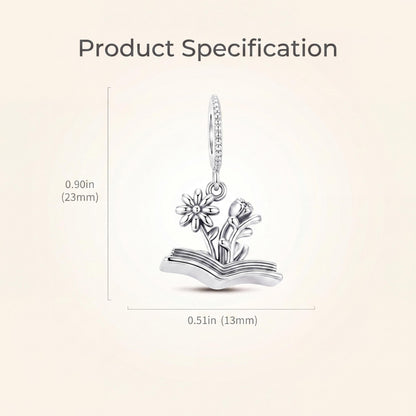 Flower Book Charm size and details