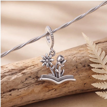 Flower Book Charm, sterling silver dangle charm, photo 7
