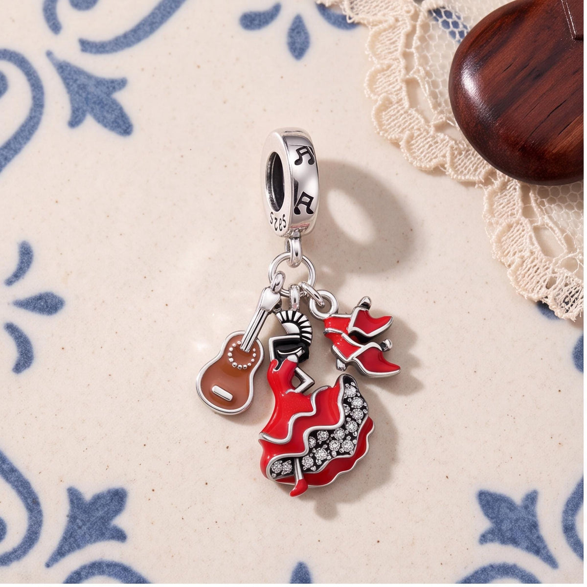 Flamenco Dancer Charm, sterling silver dangle charm, photo 7