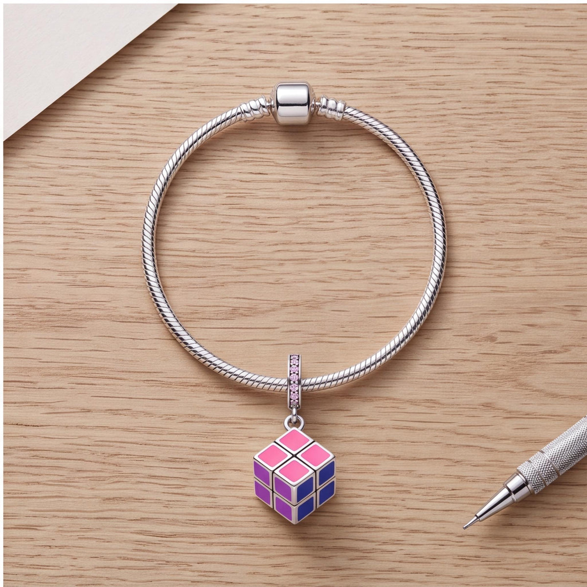Puzzle Cube Dangle Charm, sterling silver dangle charm, photo 9