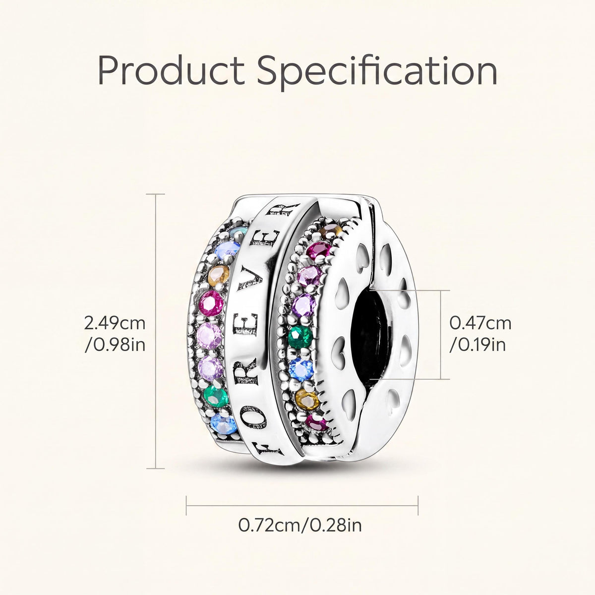 Forever Rainbow Clip size and details