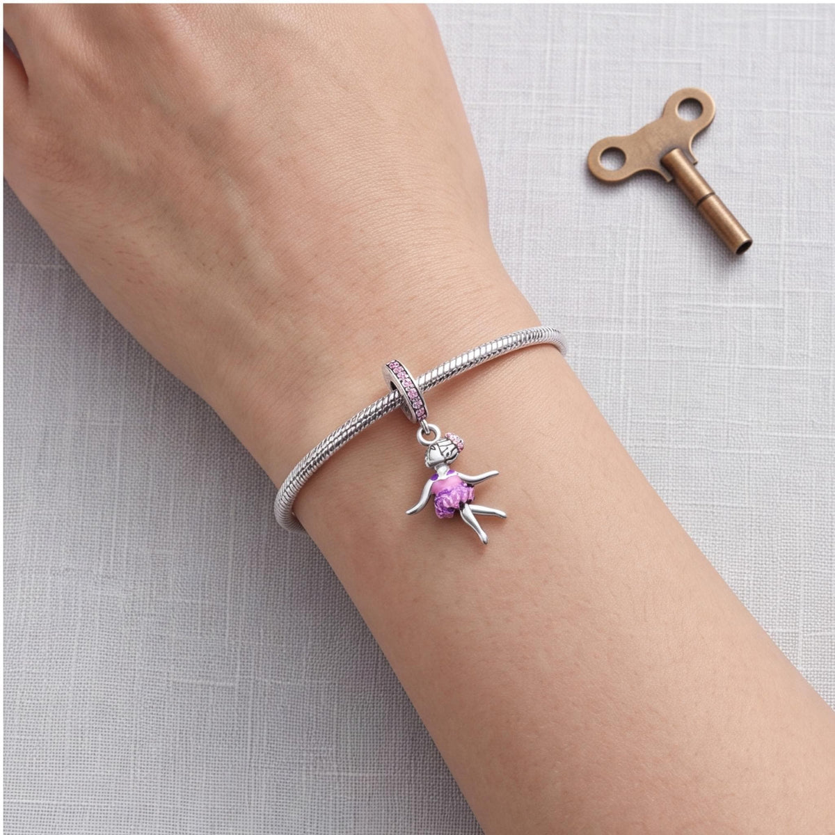 Ballerina Dangle Charm worn on a charm bracelet