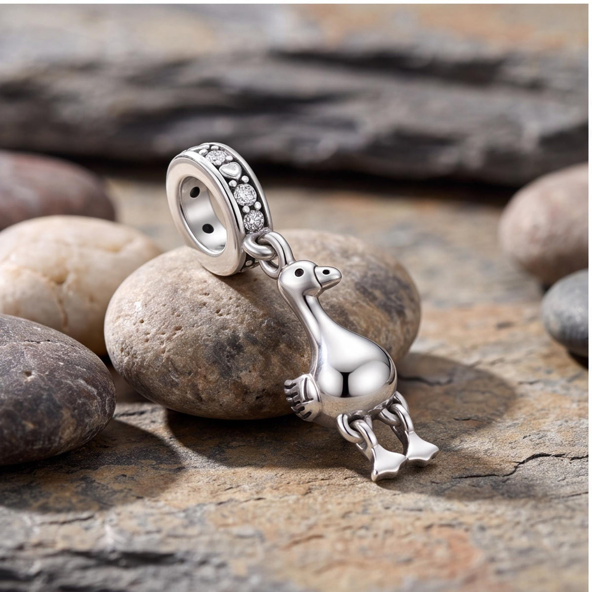 Dodo Bird Dangle Charm on a silver charm bracelet