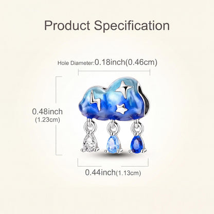 Storm Cloud Rain Charm size and details