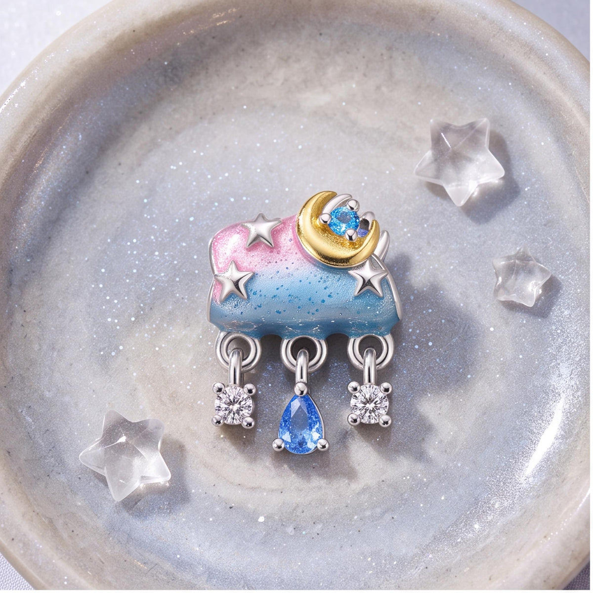 Moon Cloud Charm on a silver charm bracelet