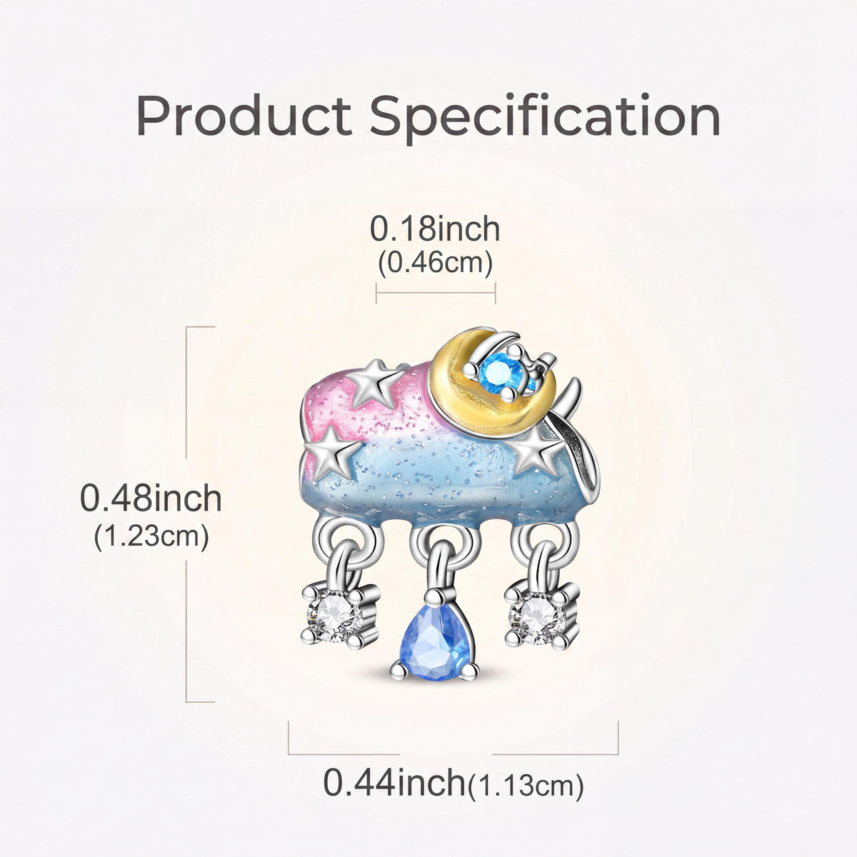 Moon Cloud Charm size and details