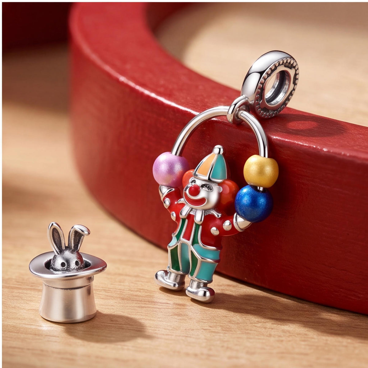 Circus Clown Charm, sterling silver dangle charm, photo 7