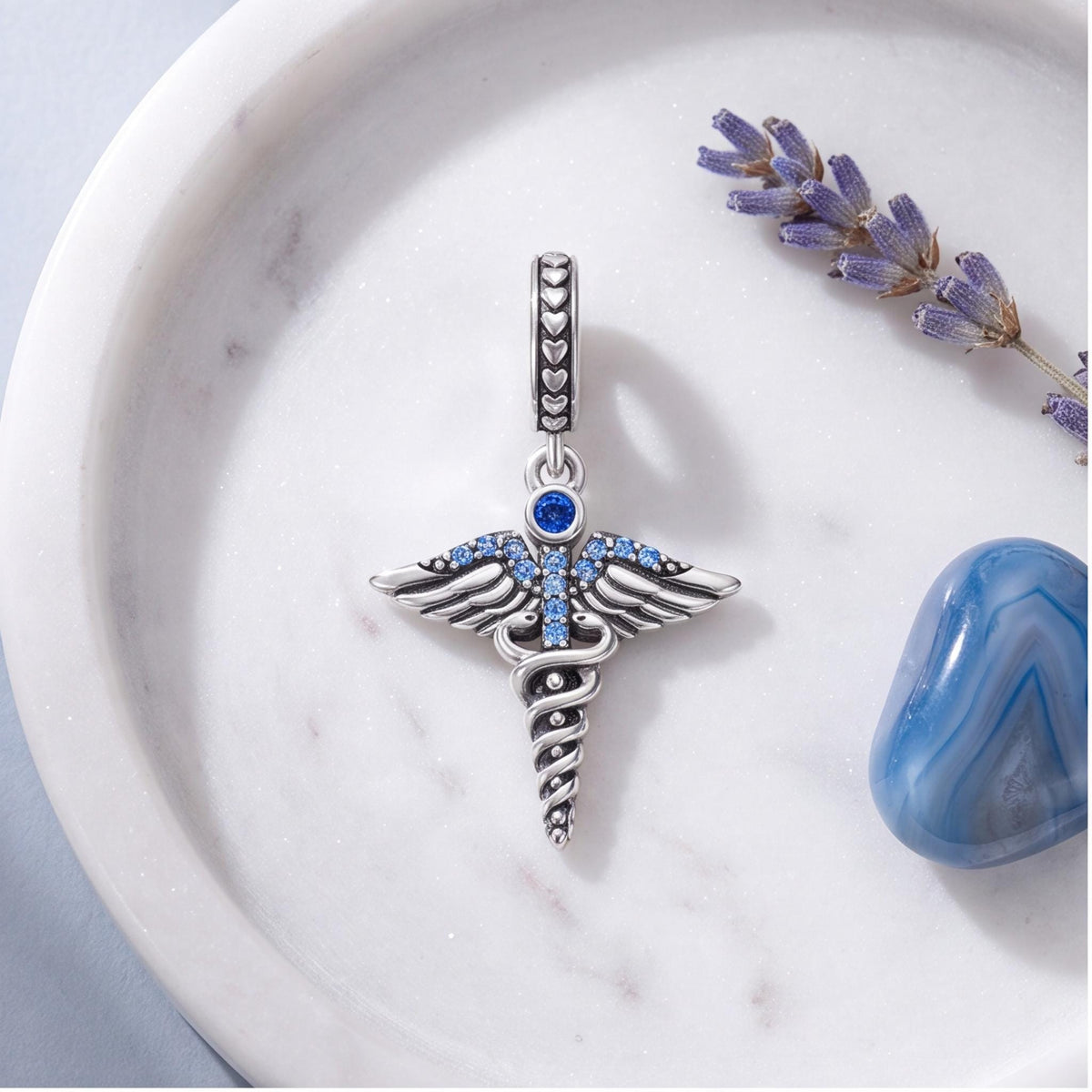 Medical Caduceus Dangle Charm, sterling silver dangle charm, photo 7