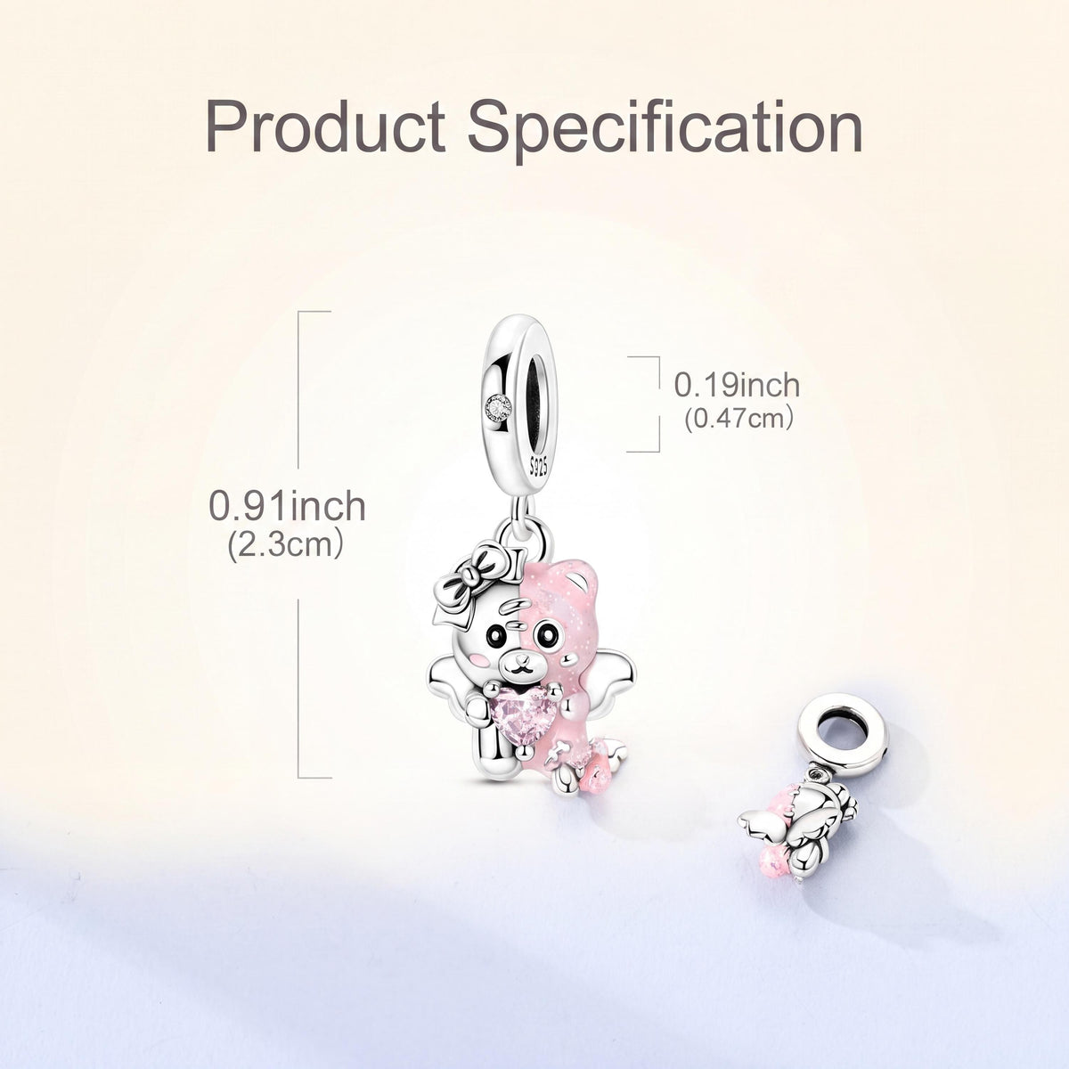 Angel Bear Charm size and details