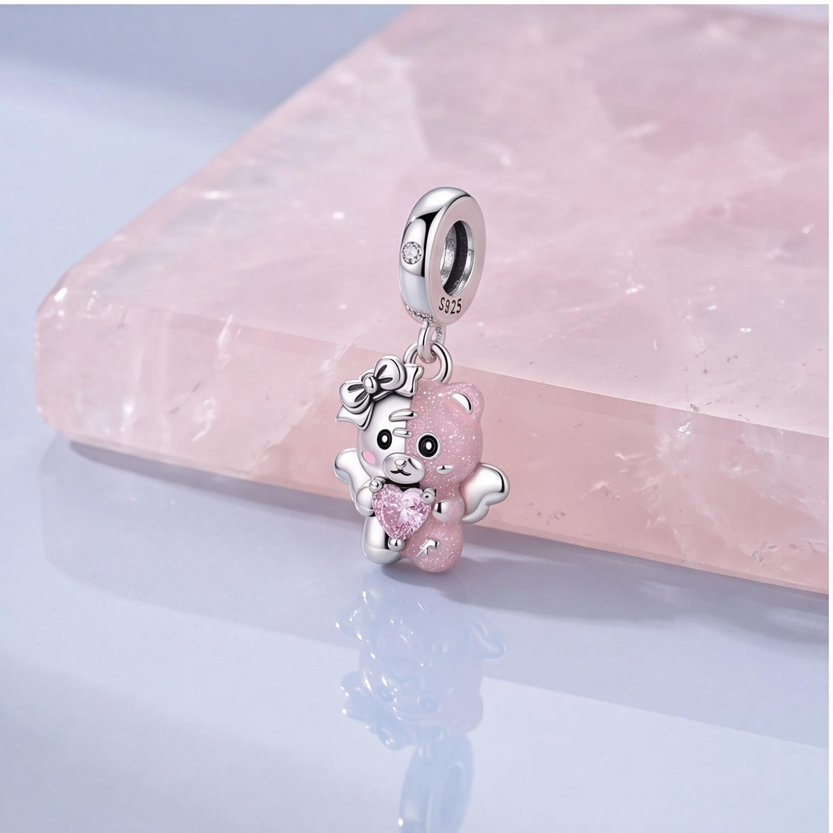 Angel Bear Charm, sterling silver dangle charm, photo 9
