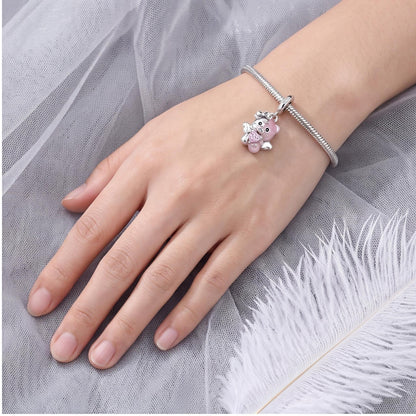 Angel Bear Charm on a silver charm bracelet