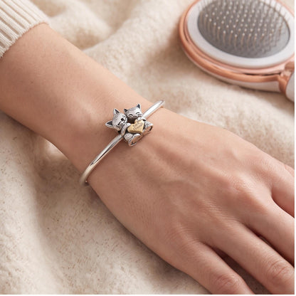 Best Friends Cat Charm worn on a charm bracelet