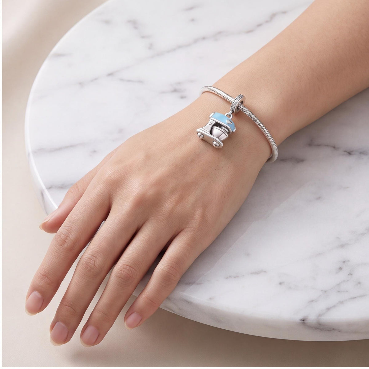 Stand Mixer Charm worn on a charm bracelet
