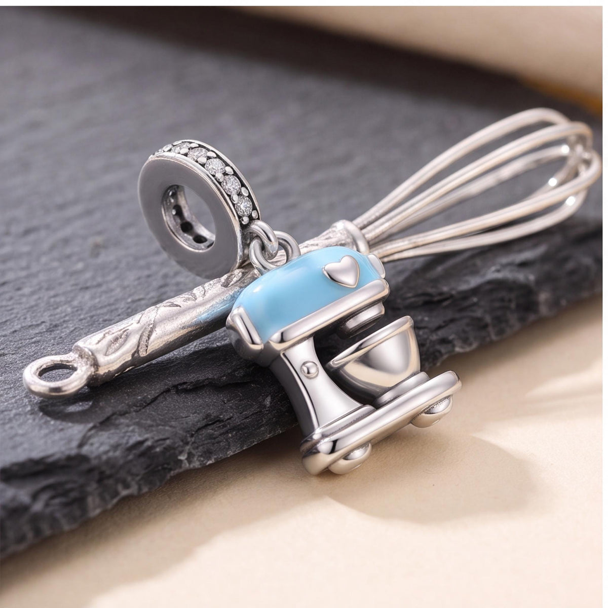 Stand Mixer Charm on a silver charm bracelet