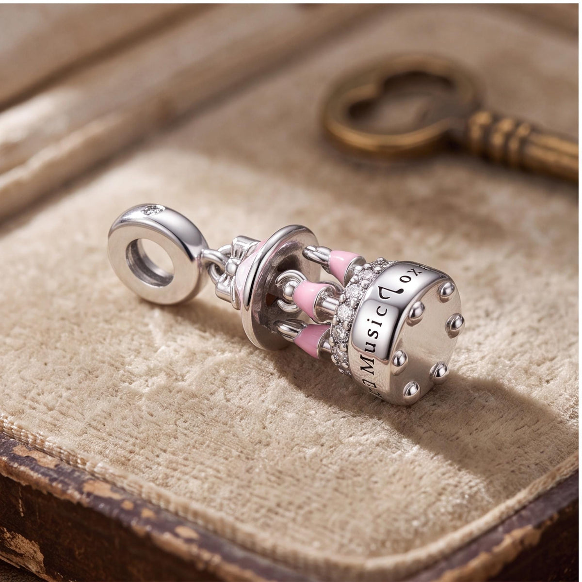 Carousel Music Box Dangle on a silver charm bracelet