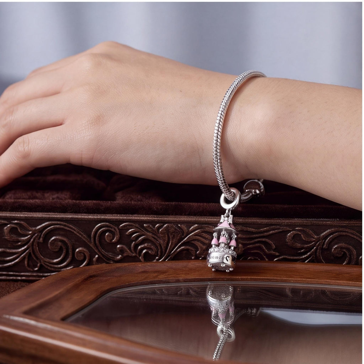 Carousel Music Box Dangle worn on a charm bracelet