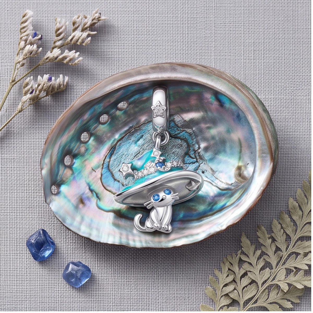 Witch Cat Dangle Charm, sterling silver dangle charm, photo 7