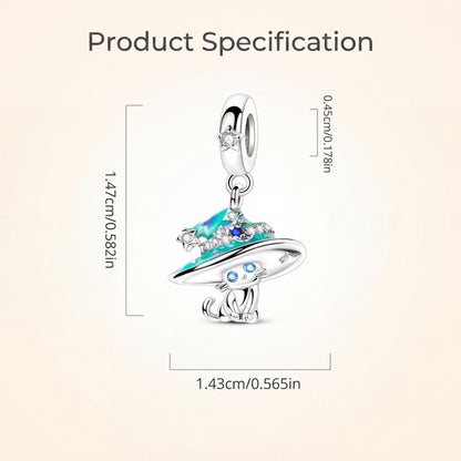 Witch Cat Dangle Charm size and details