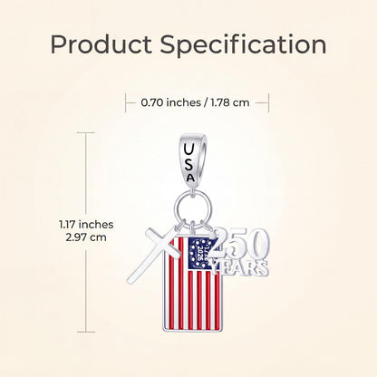 USA Flag Dangle Charm size and details