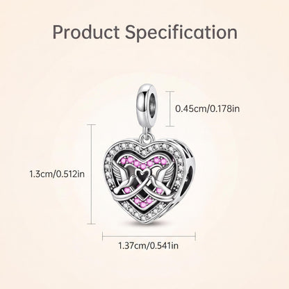 Love Doves Heart Bead size and details