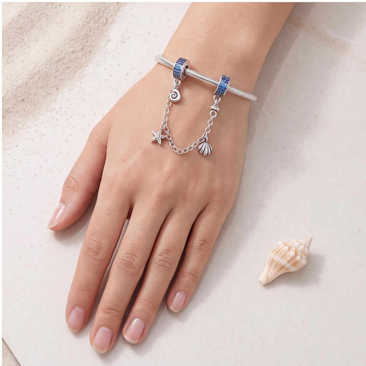 Ocean Starfish Charm, sterling silver safety chain charm, photo 8