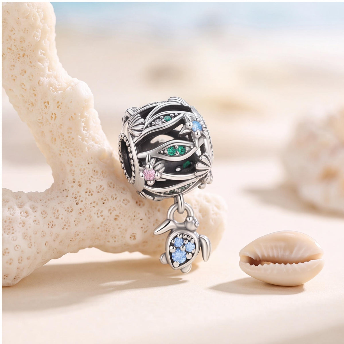 Ocean Wave Sea Turtle Dangle styled as a gift