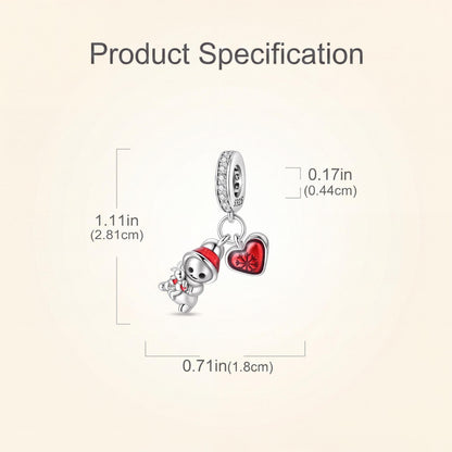 Snowman Heart Dangle size and details