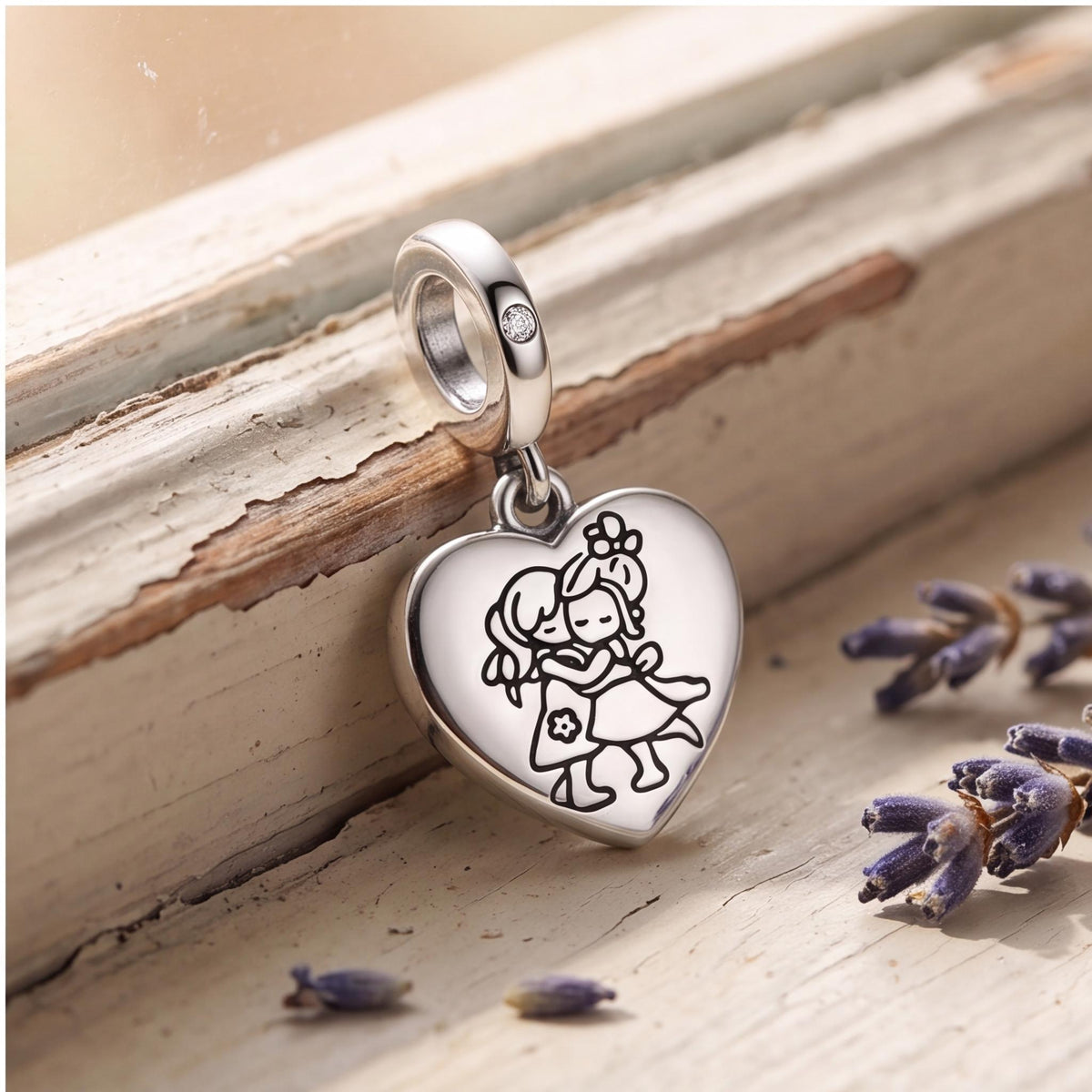Friends Heart Dangle, sterling silver dangle charm, photo 8