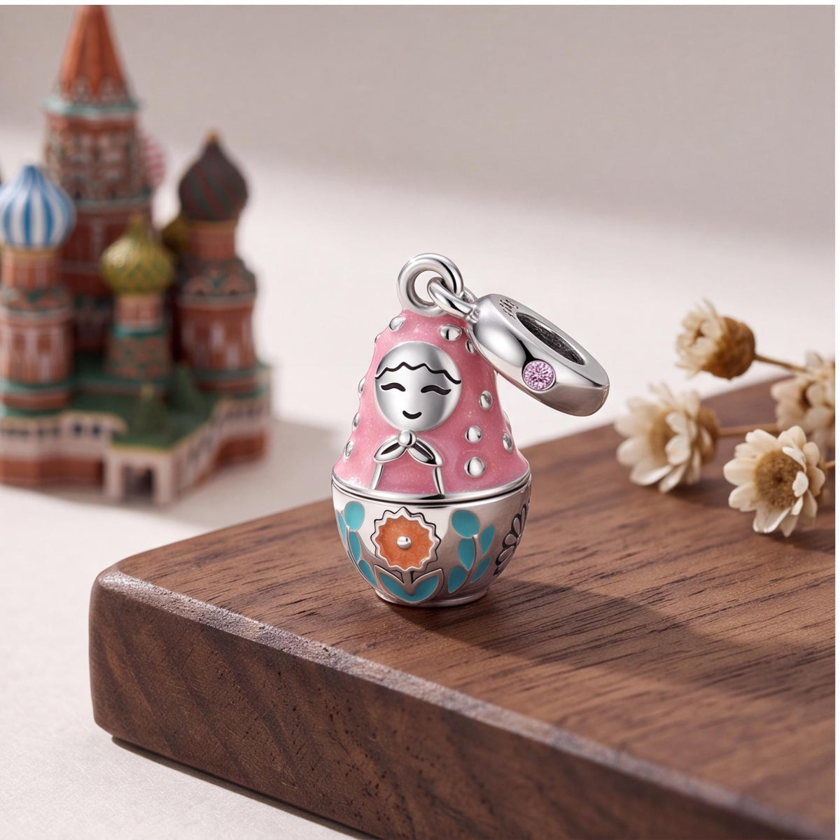 Nesting Doll Charm styled as a gift