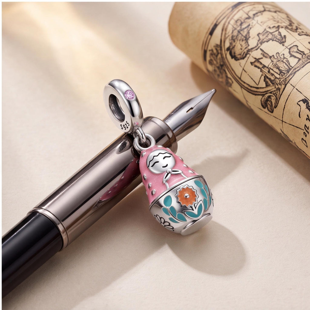 Nesting Doll Charm, sterling silver dangle charm, photo 7