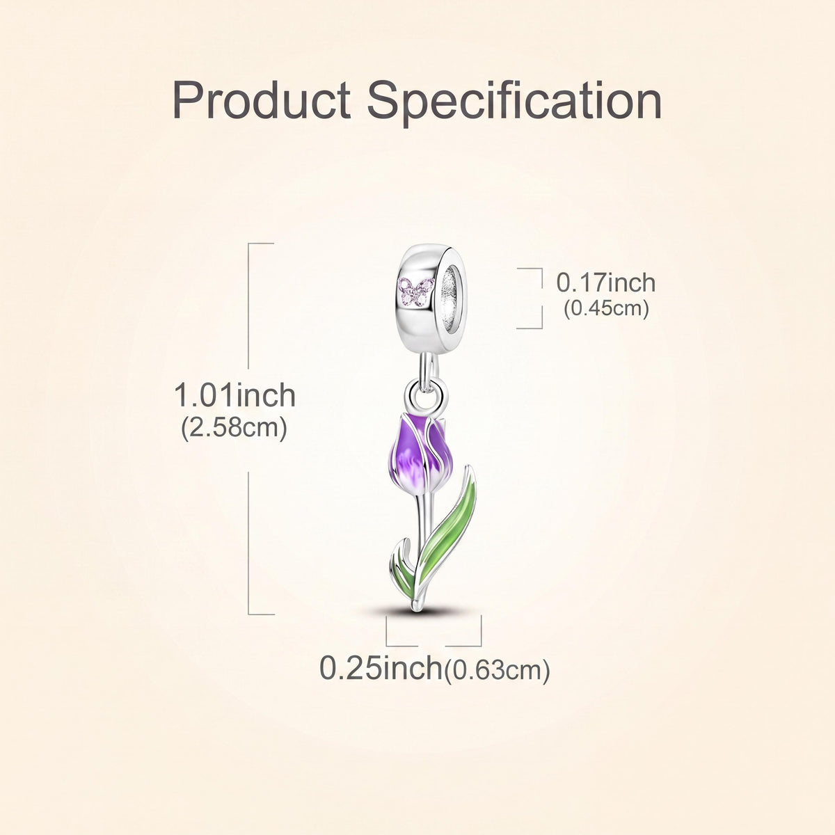 Purple Tulip Dangle size and details