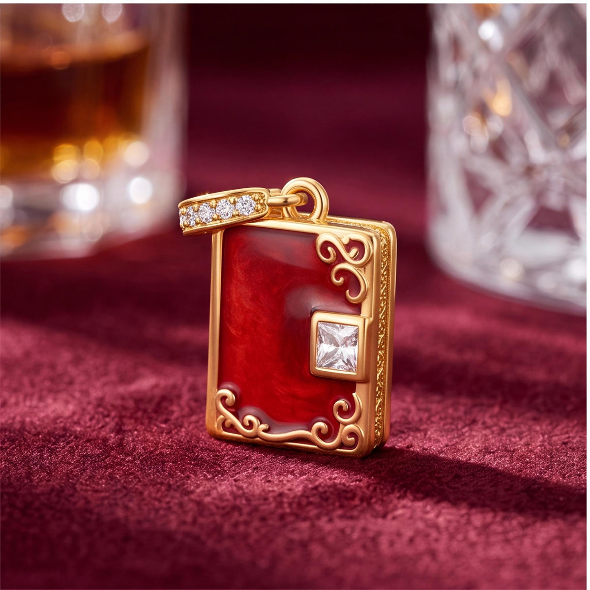 Red Book Dangle Charm styled as a gift