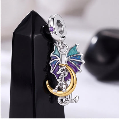 Dragon Moon Charm, sterling silver dangle charm, photo 8