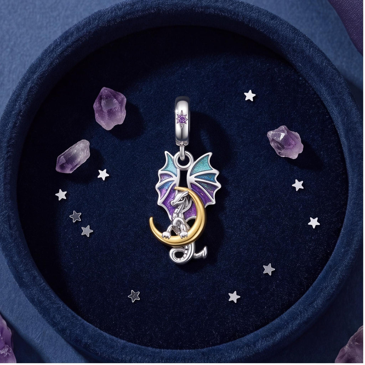 Dragon Moon Charm, sterling silver dangle charm, photo 7