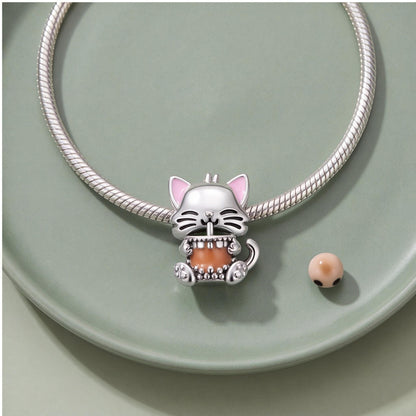 Cat Bubble Tea Charm, sterling silver bead charm, photo 8