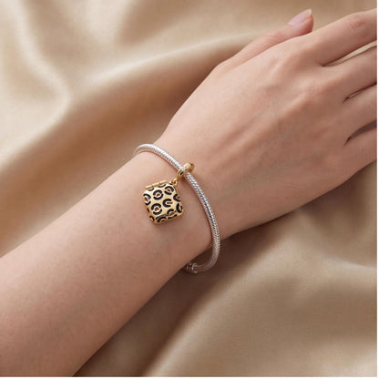 Leopard Compact Dangle on a silver charm bracelet