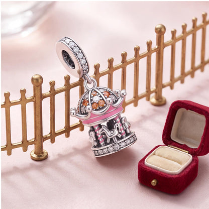 Pink Fairground Carousel Dangle, sterling silver dangle charm, photo 8
