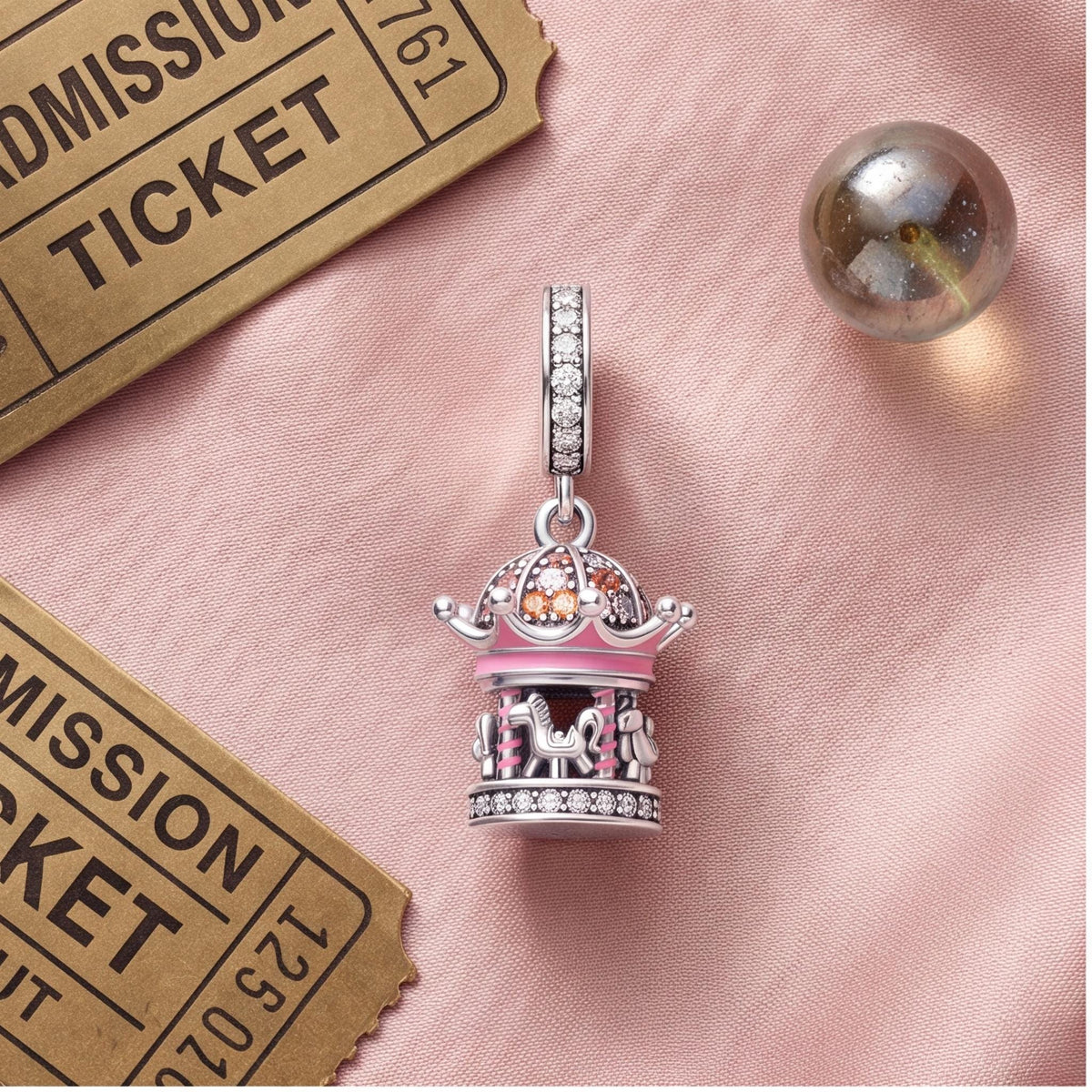 Pink Fairground Carousel Dangle styled as a gift