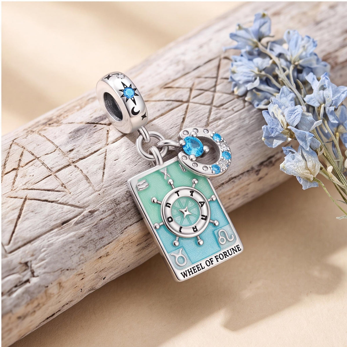 Wheel of Fortune Charm, sterling silver dangle charm, photo 7