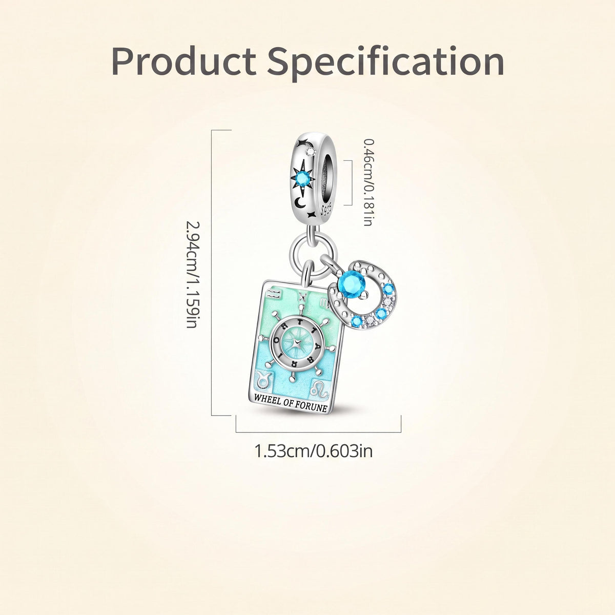 Wheel of Fortune Charm size and details