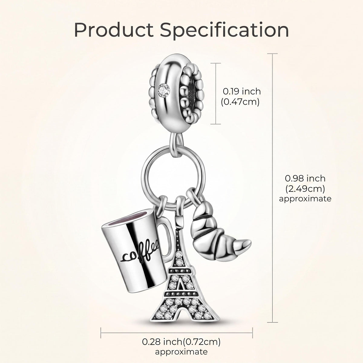 Paris Eiffel Tower Dangle size and details