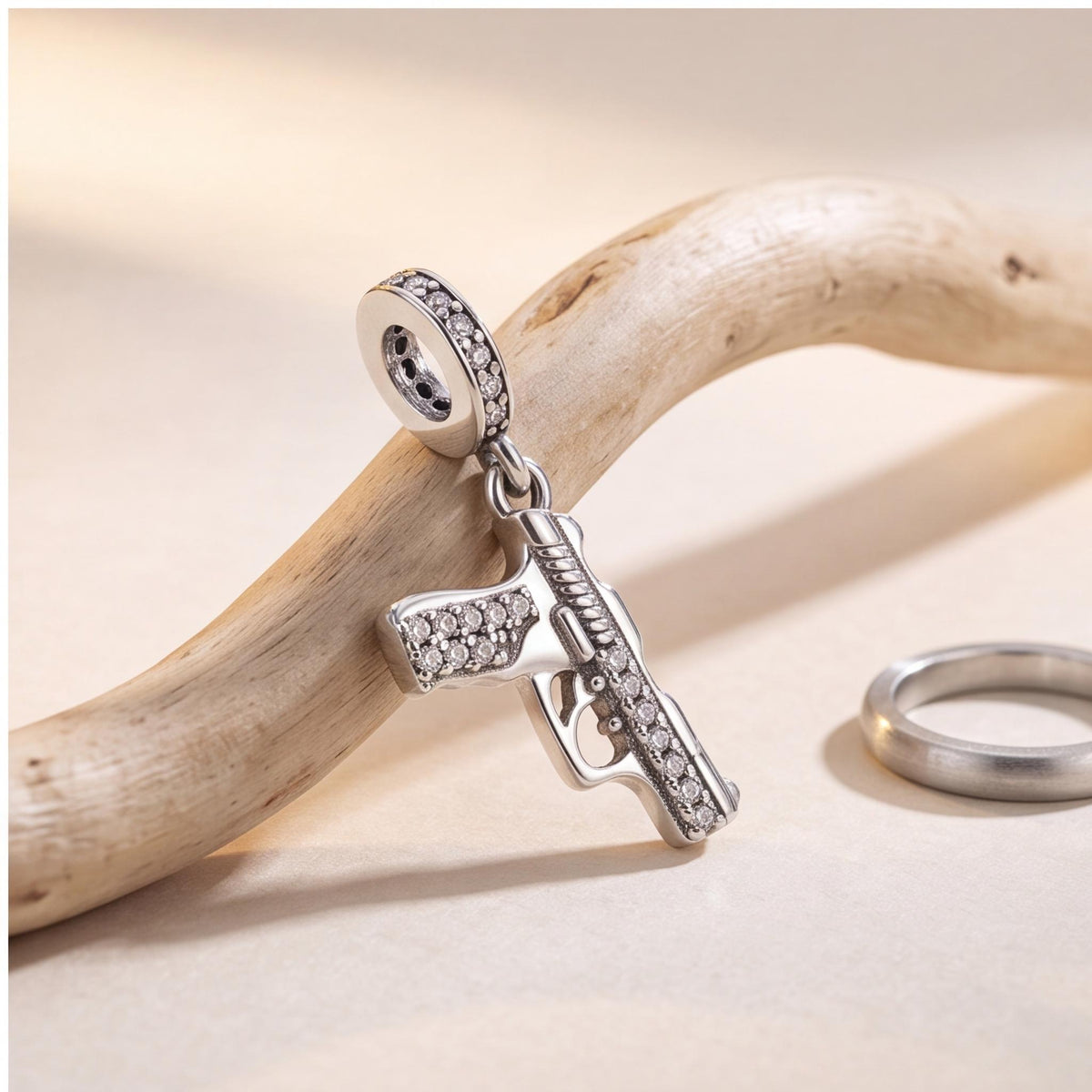 Gun Dangle Charm, sterling silver dangle charm, photo 9