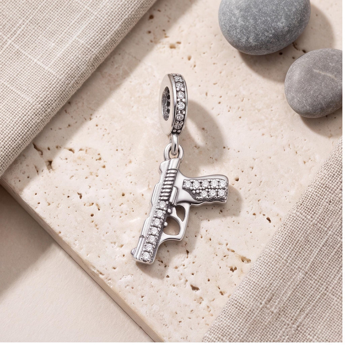 Gun Dangle Charm, sterling silver dangle charm, photo 7