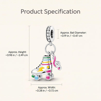 Roller Skate Dangle Charm size and details