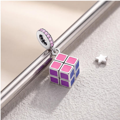 Puzzle Cube Dangle Charm, sterling silver dangle charm, photo 8