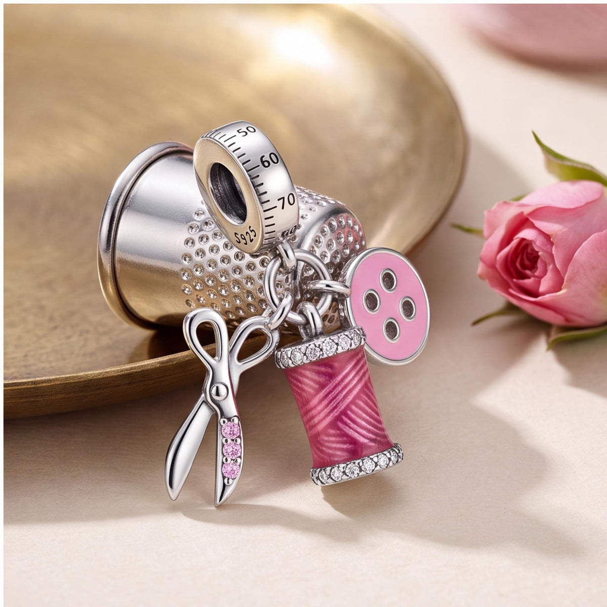 Sewing Dangle Charm, sterling silver dangle charm, photo 7
