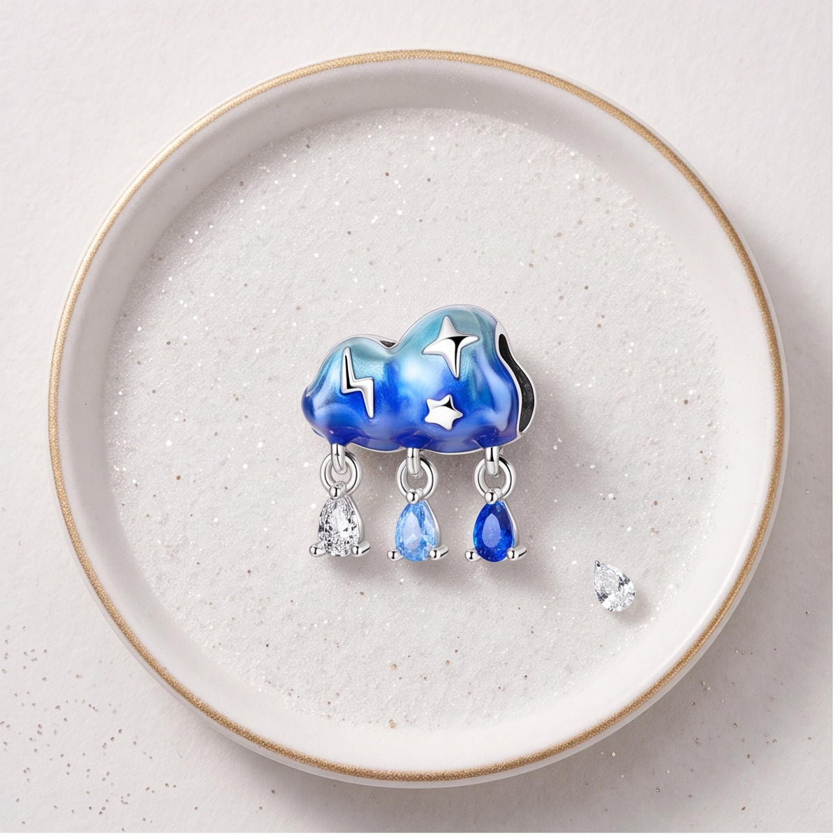 Storm Cloud Rain Charm, sterling silver bead charm, photo 7