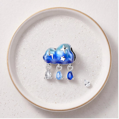 Storm Cloud Rain Charm, sterling silver bead charm, photo 7