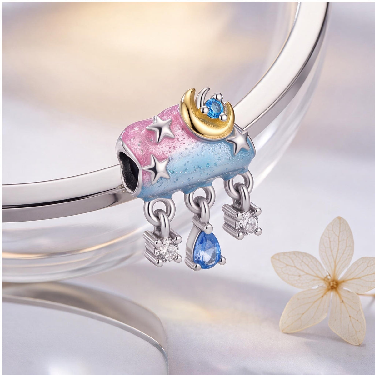Moon Cloud Charm, sterling silver bead charm, photo 9